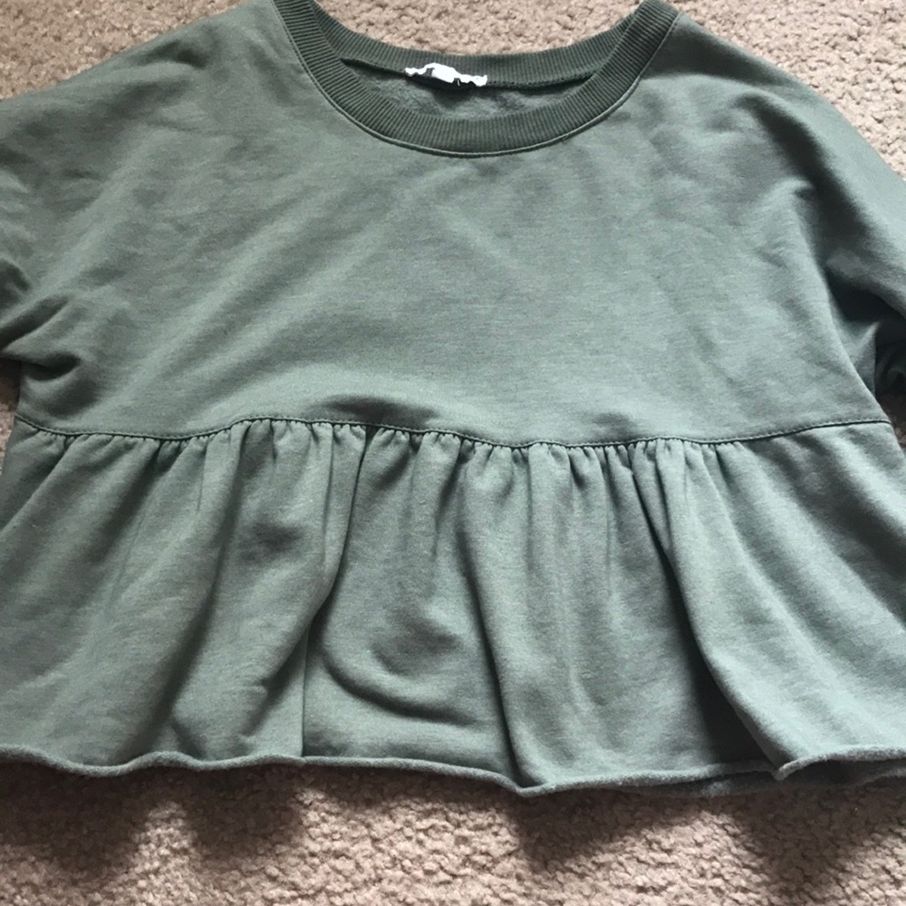 cropped peplum sweatshirt